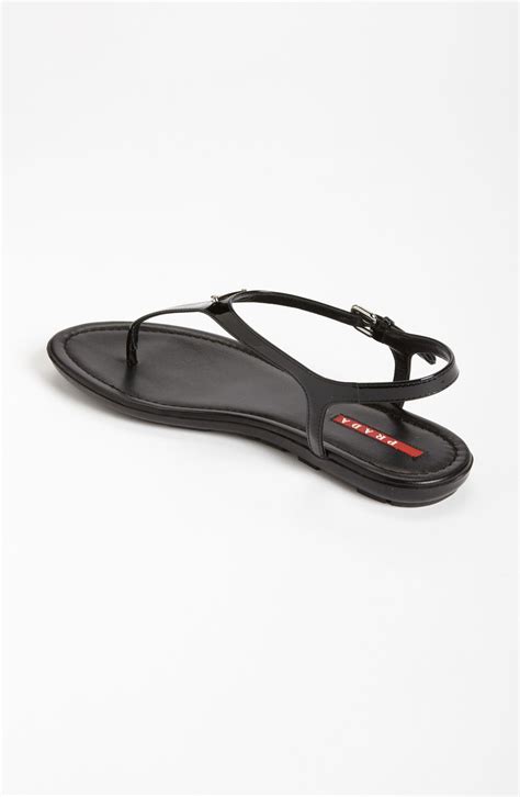 prada patent logo thong sandal|Patent leather thong sandals in black .